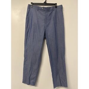 Southern Pines Men's 38"x32L Blue Cotton Flat Front Preppy Casual Pants New  #51